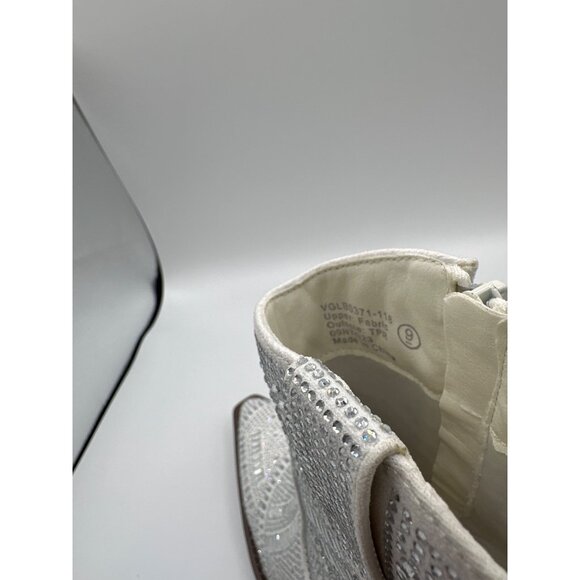 Very G Size 8.5 Womens Pointed Toe Western Edge Rhinestone Cowgirl Ankle Boots - Picture 6 of 8